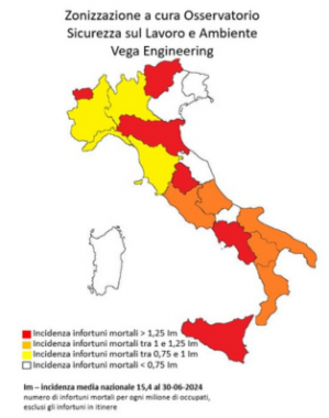 La mappa a colori del rischio morti bianche